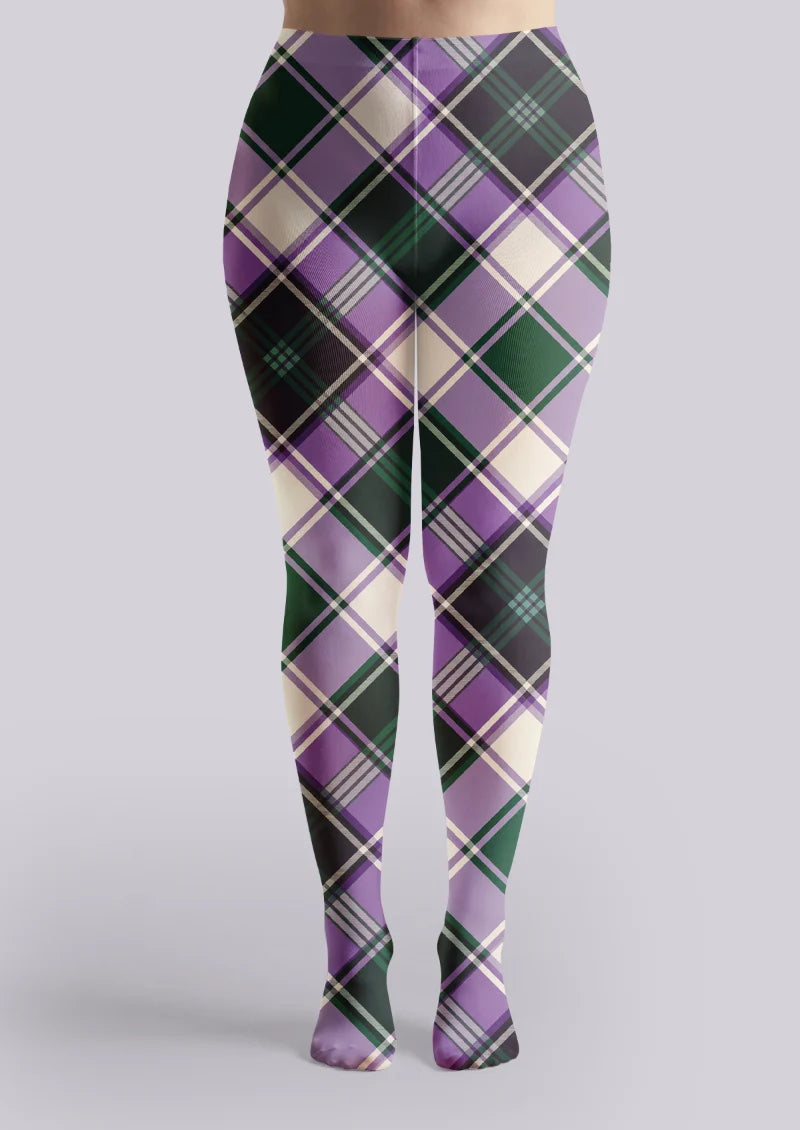 Purple Green Plaid Tights