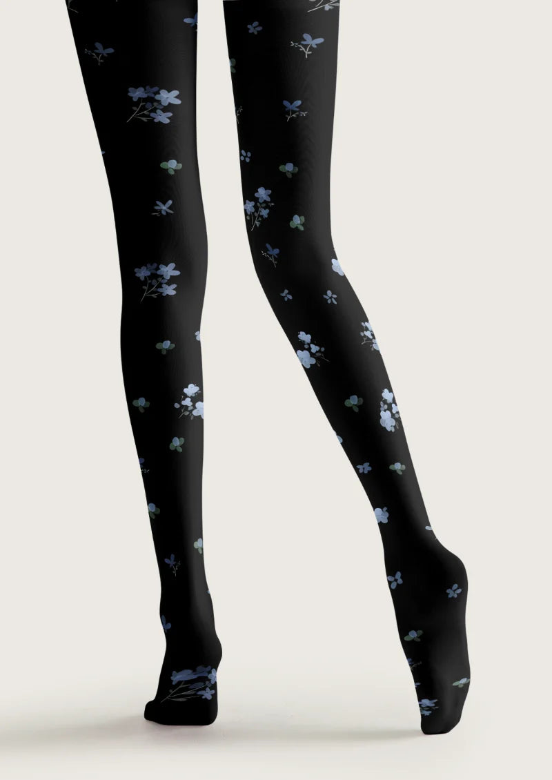 Black Petite Bouquet Tights