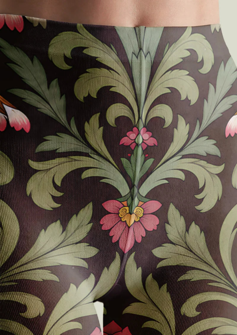Brown Floral Tights