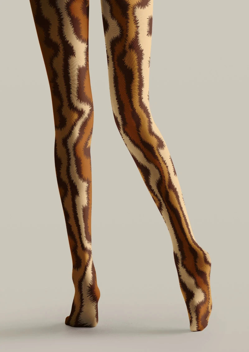 Brown Animal Stripe Tights