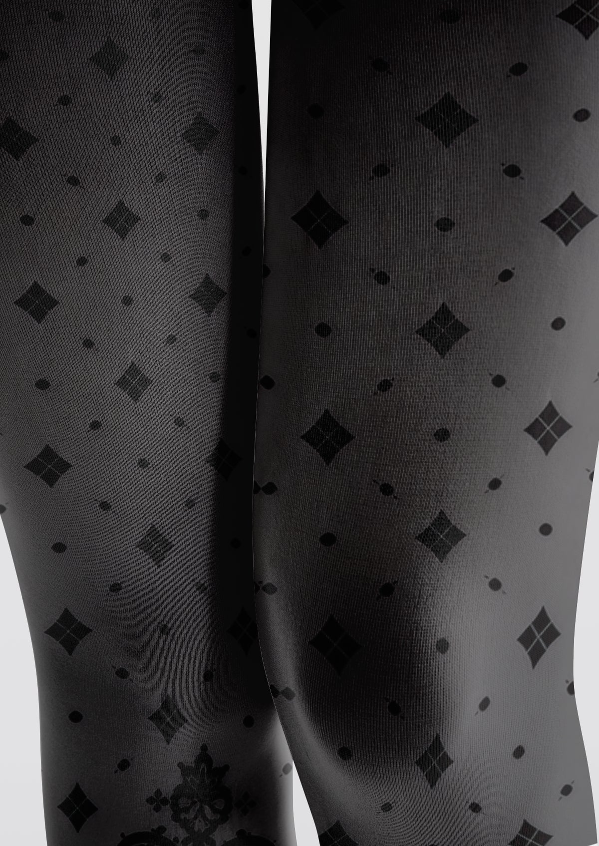 Gray Corset Ribbon Tights