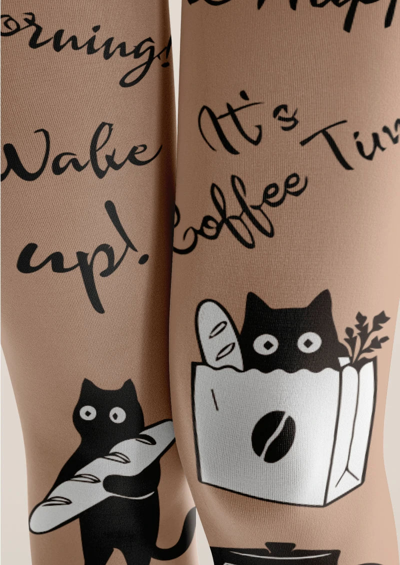 Beige Coffee Cat Tights