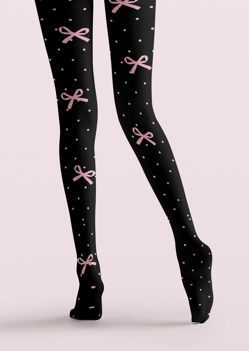 Polka Dot Bow Printed Tights Hosiery Pantyhose