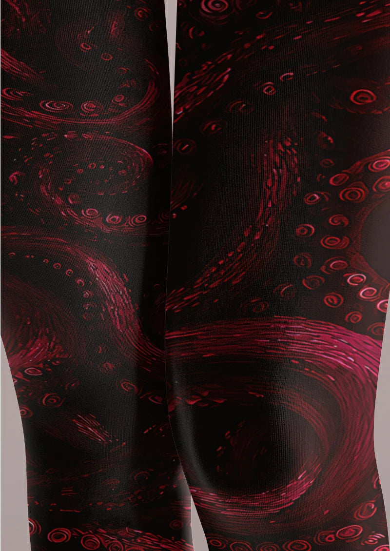 Black Red Octopus Tights