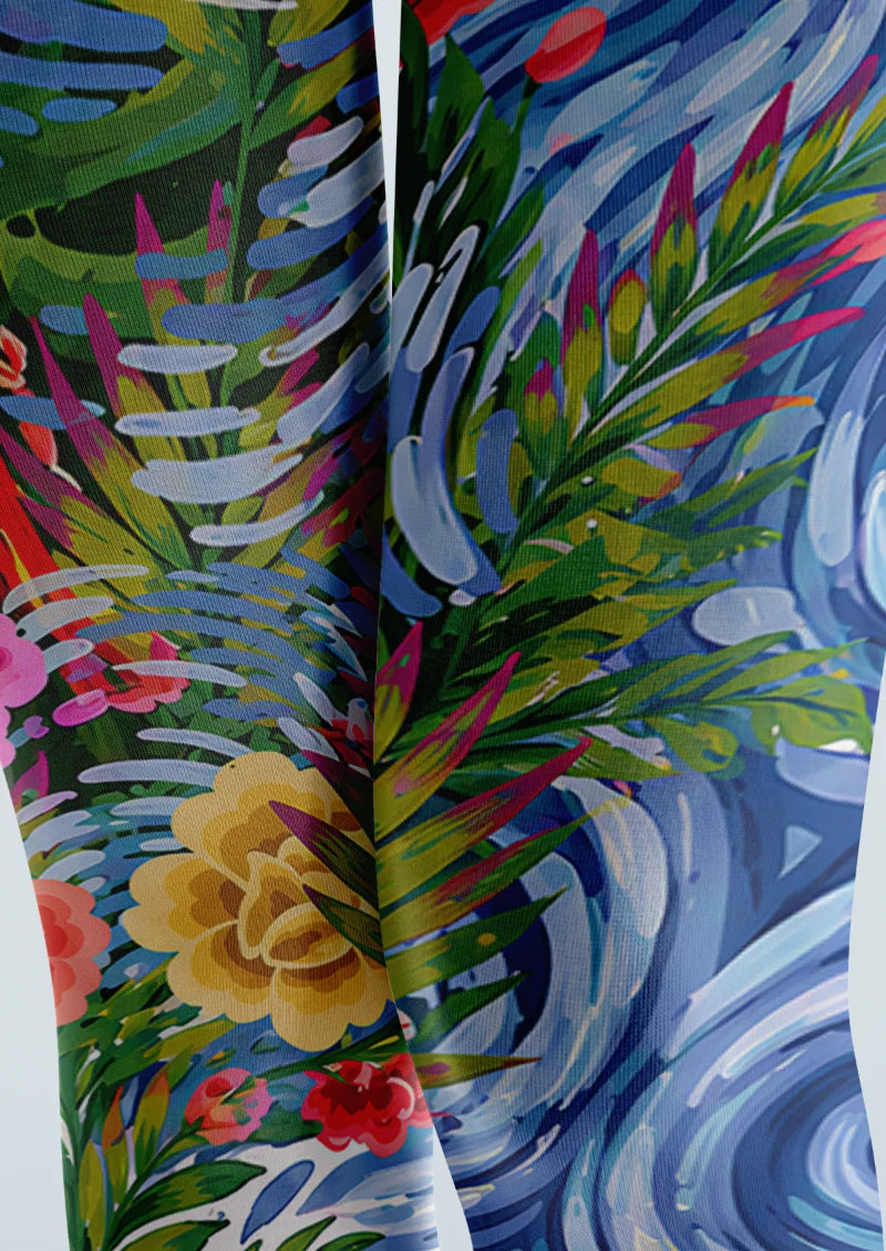 Multicolor Floral Scene Tights