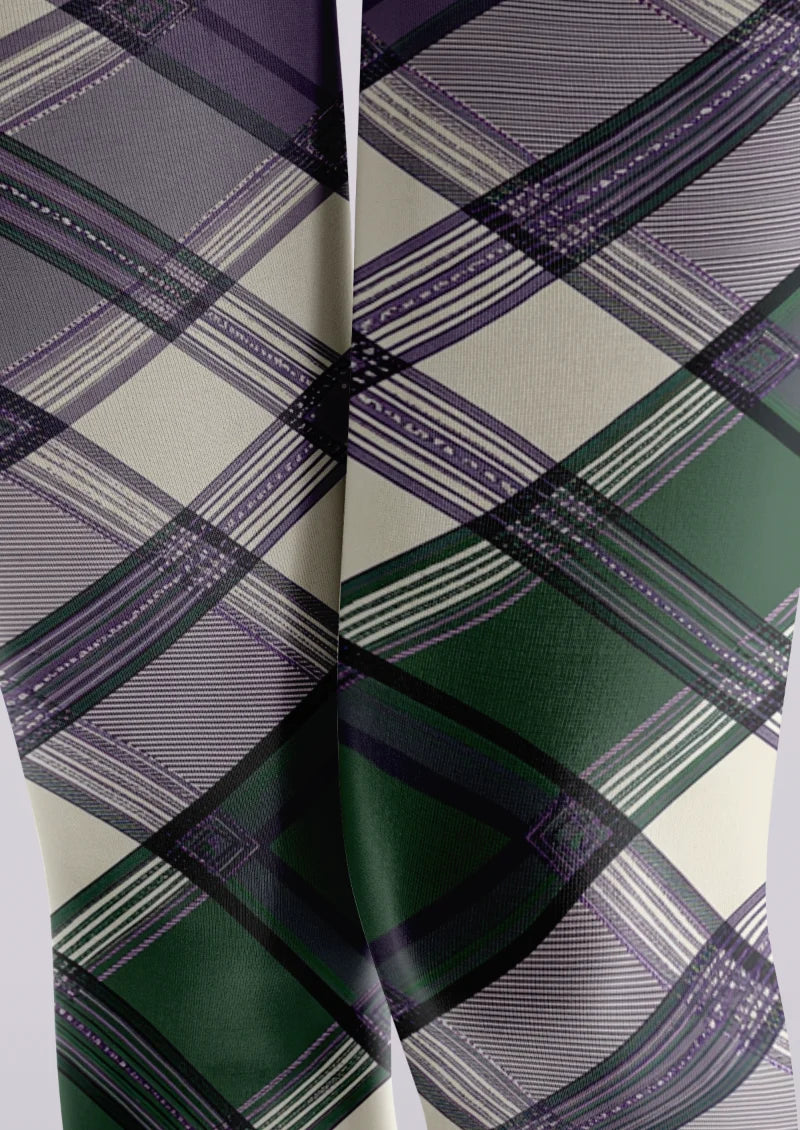 Purple Green Plaid Tights
