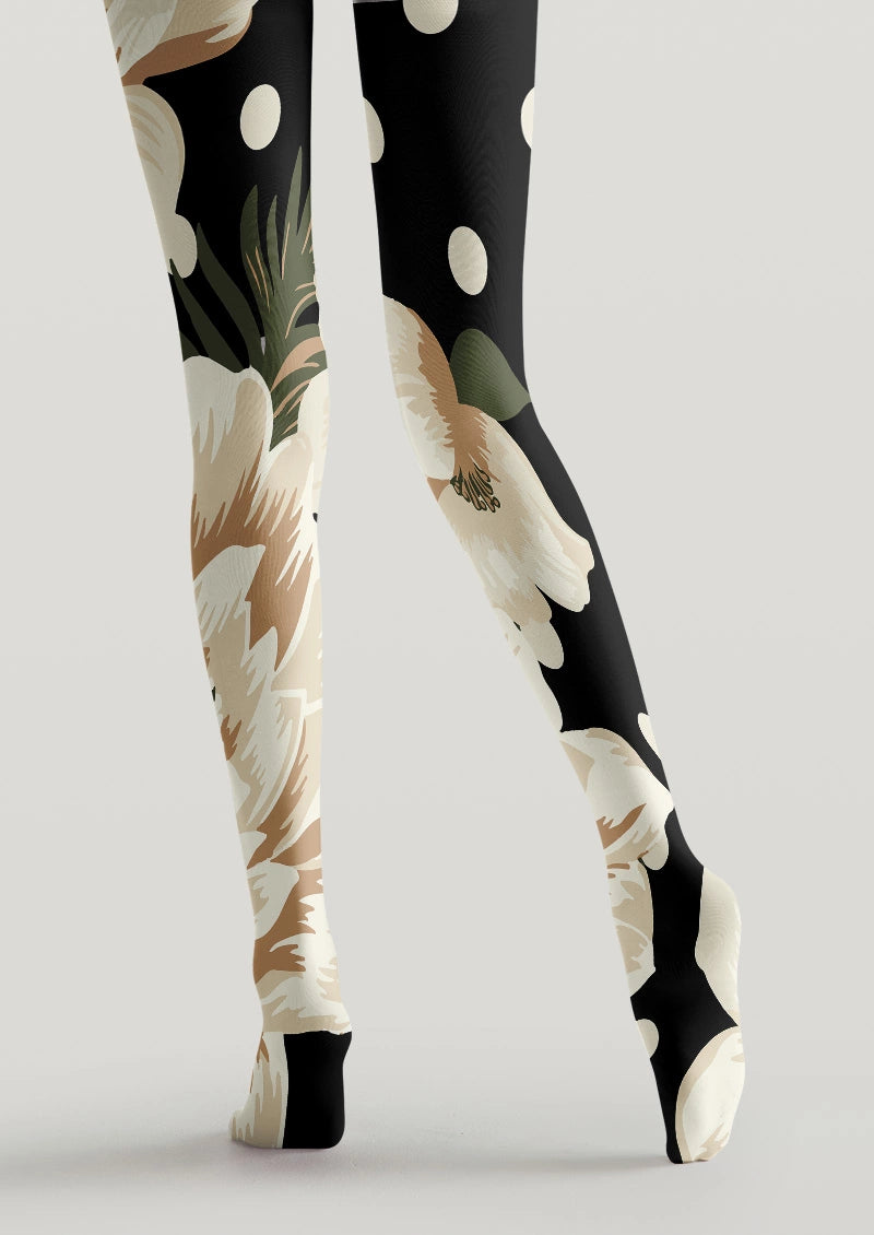 Oversized Floral Polka Dot Tights Hosiery Pantyhose