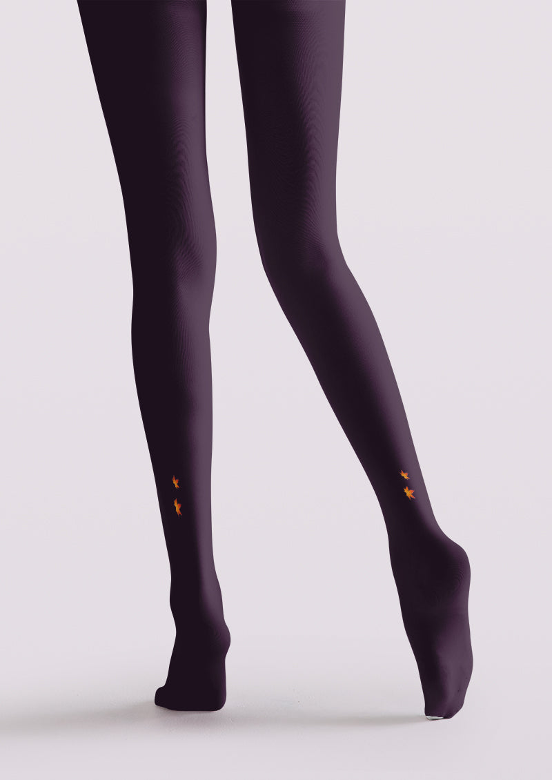 Maple Leaf & Feather Printed Tights Hosiery Pantyhose