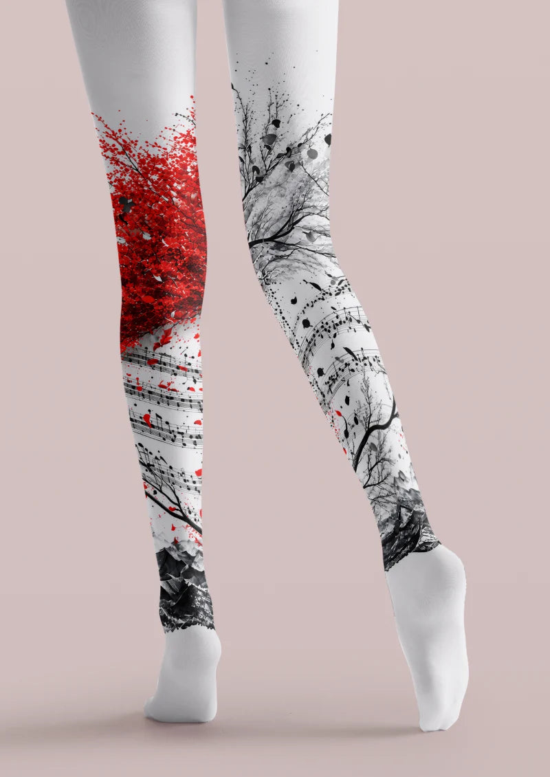 White Musical Tree Tights