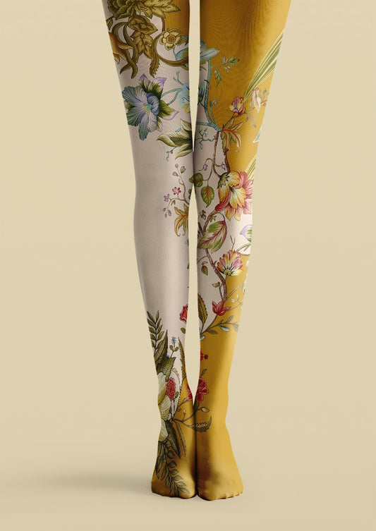 Vintage Gradient Floral Print Tights Hosiery Pantyhose