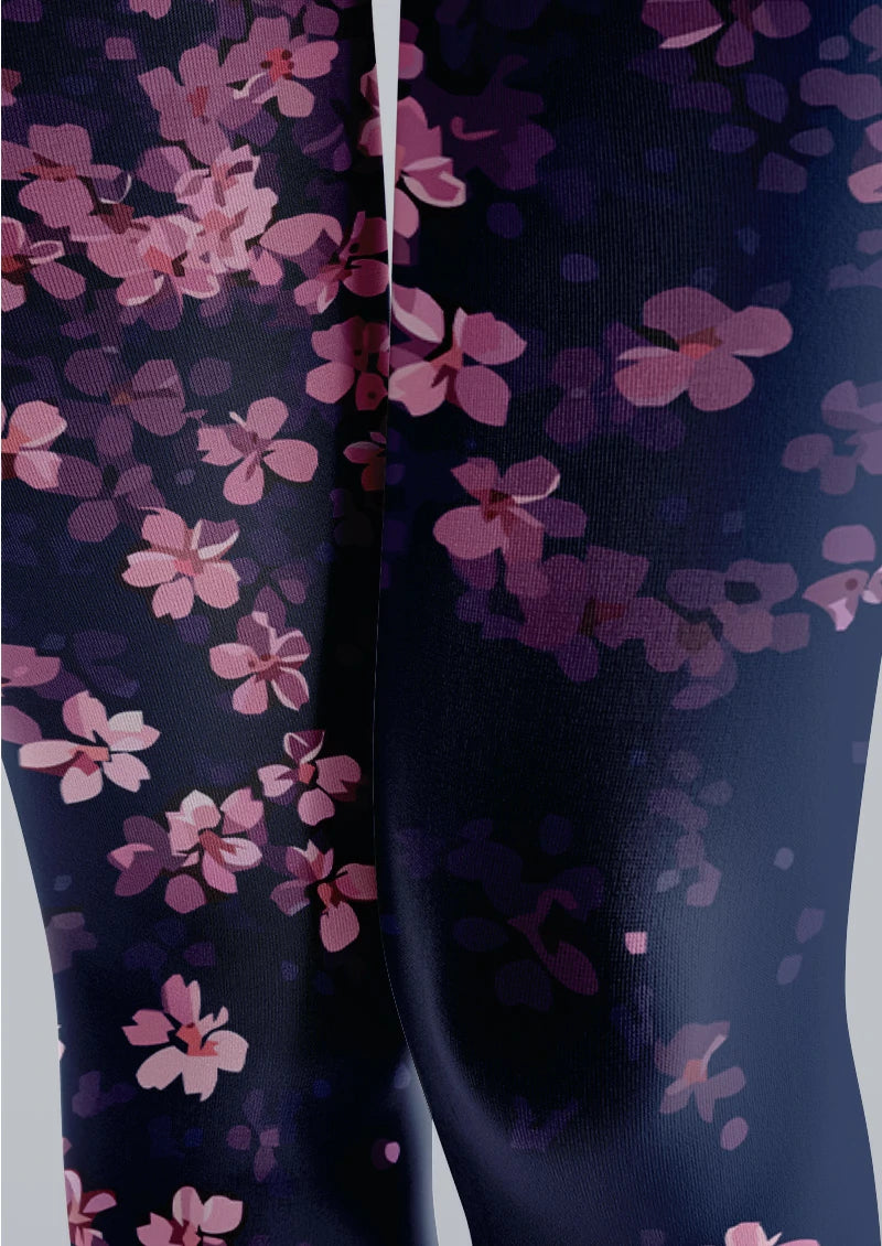 Navy Pink Blossom Tights