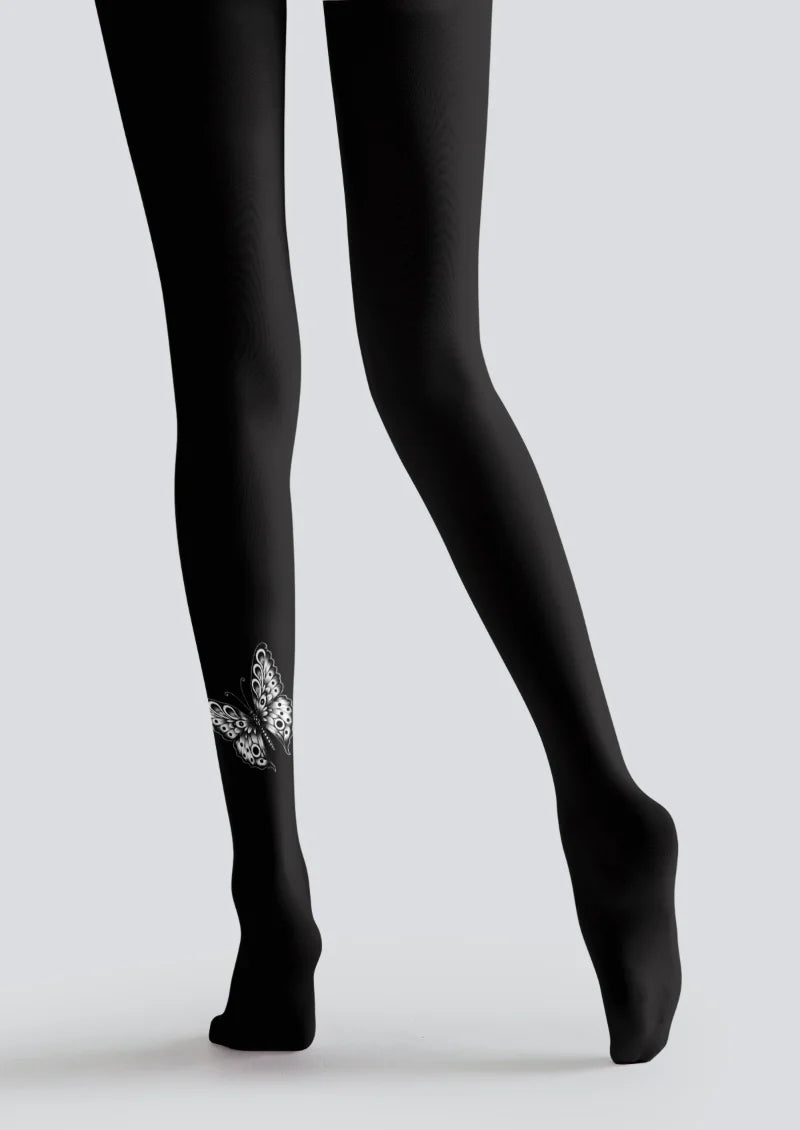Black Skeletal Spider and Butterfly Tights