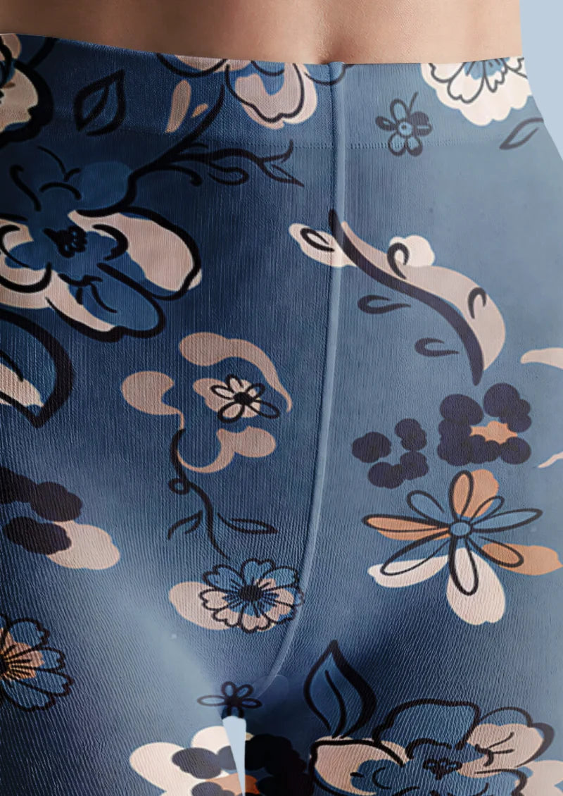 Blue Floral Tights