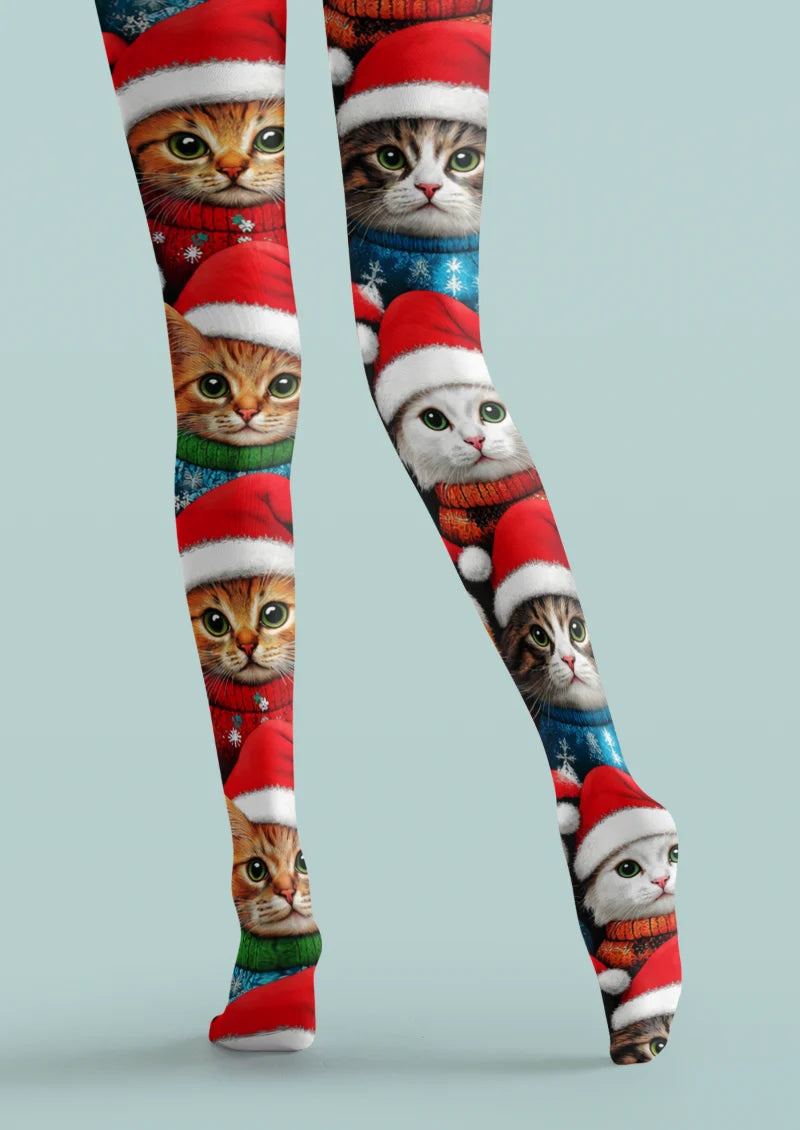 Red Christmas Cat Tights