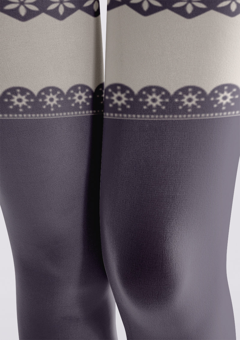 Rose Lace Patchwork Printed Tights Hosiery Pantyhose