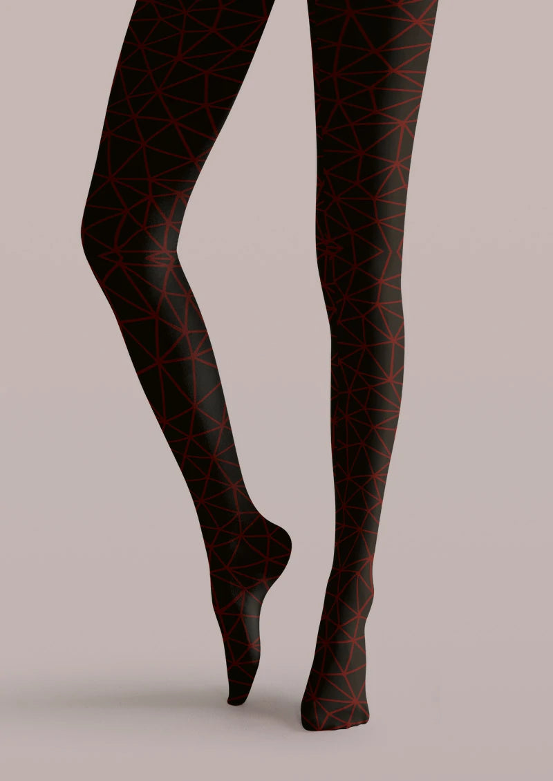 Black Red Angular Line Tights