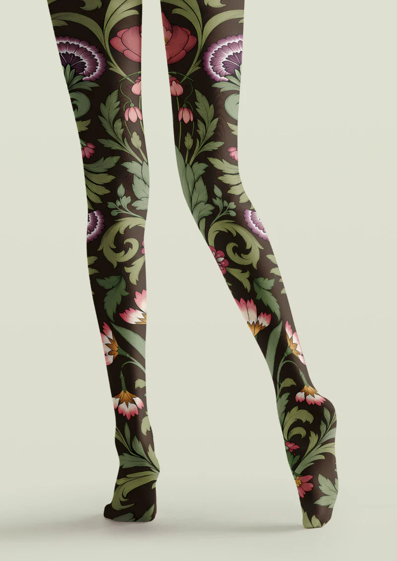 Brown Floral Tights