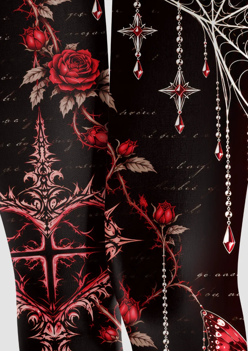 Black Rose and Spiderweb Tights