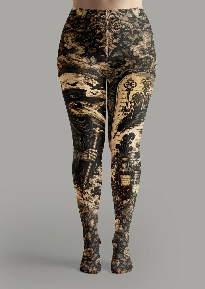 Black Plague Doctor Tights