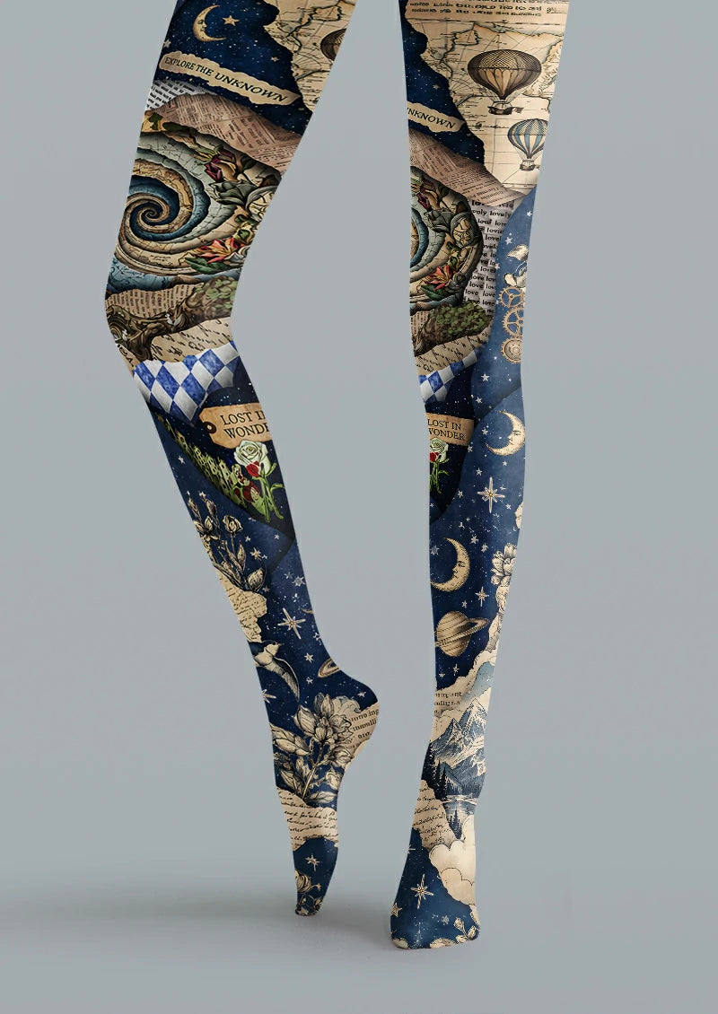 Navy Celestial Collage Tights