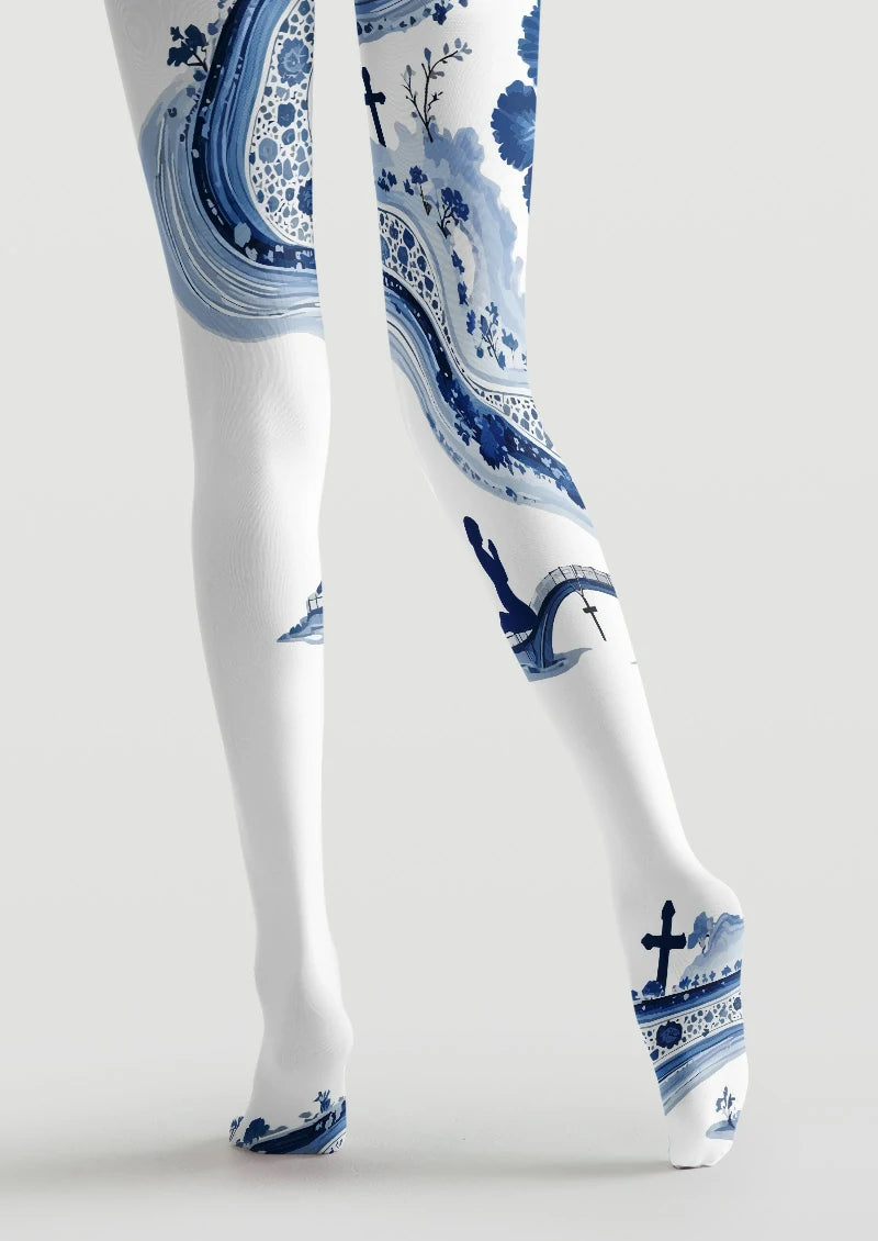 White Psalm Graphic Tights