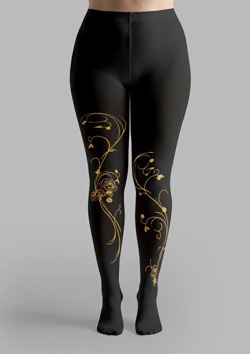 Black Rose Vine Tights