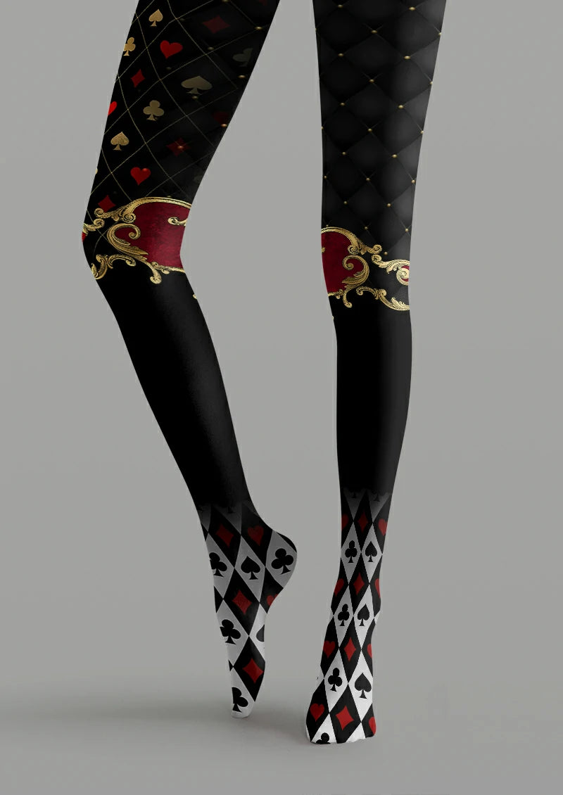Black Playing Card Heart Tights