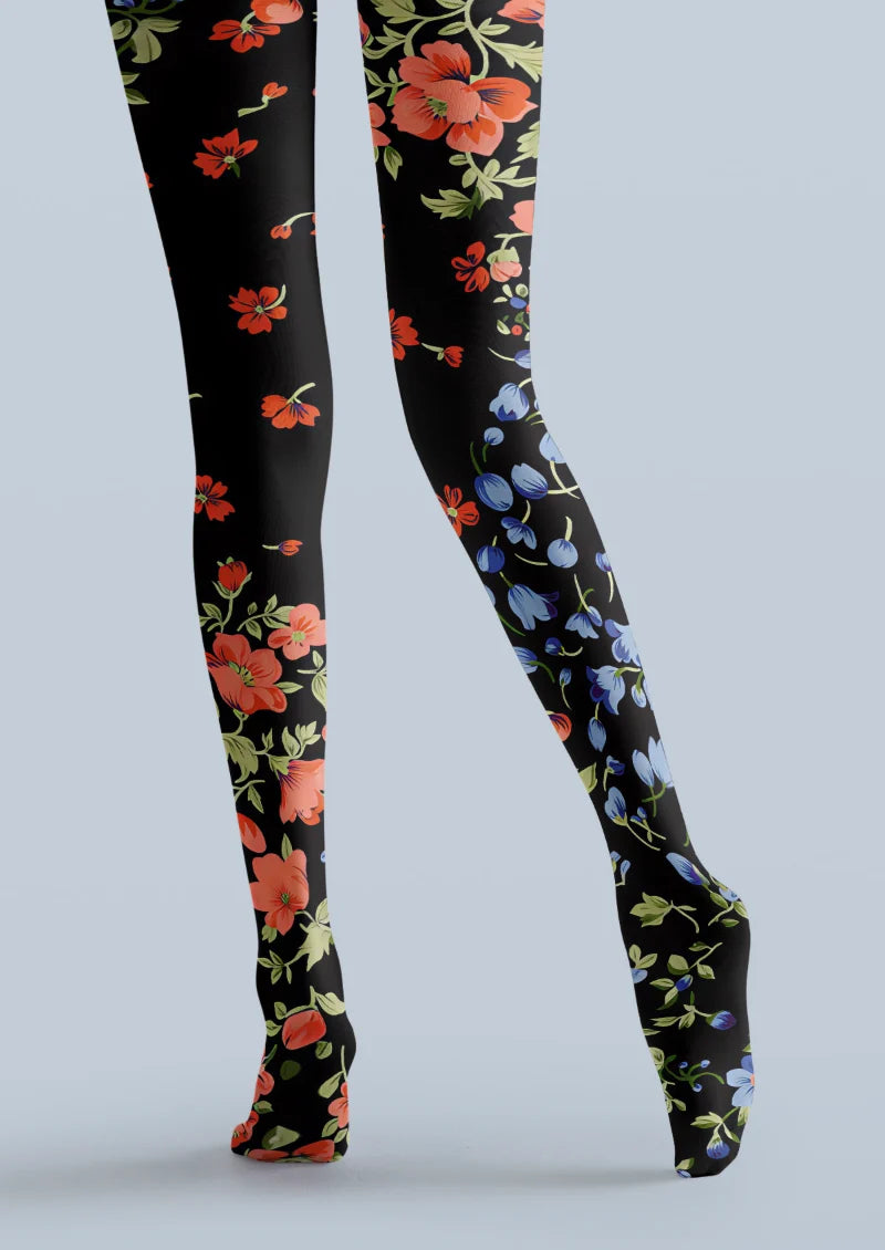 Black Floral Tights