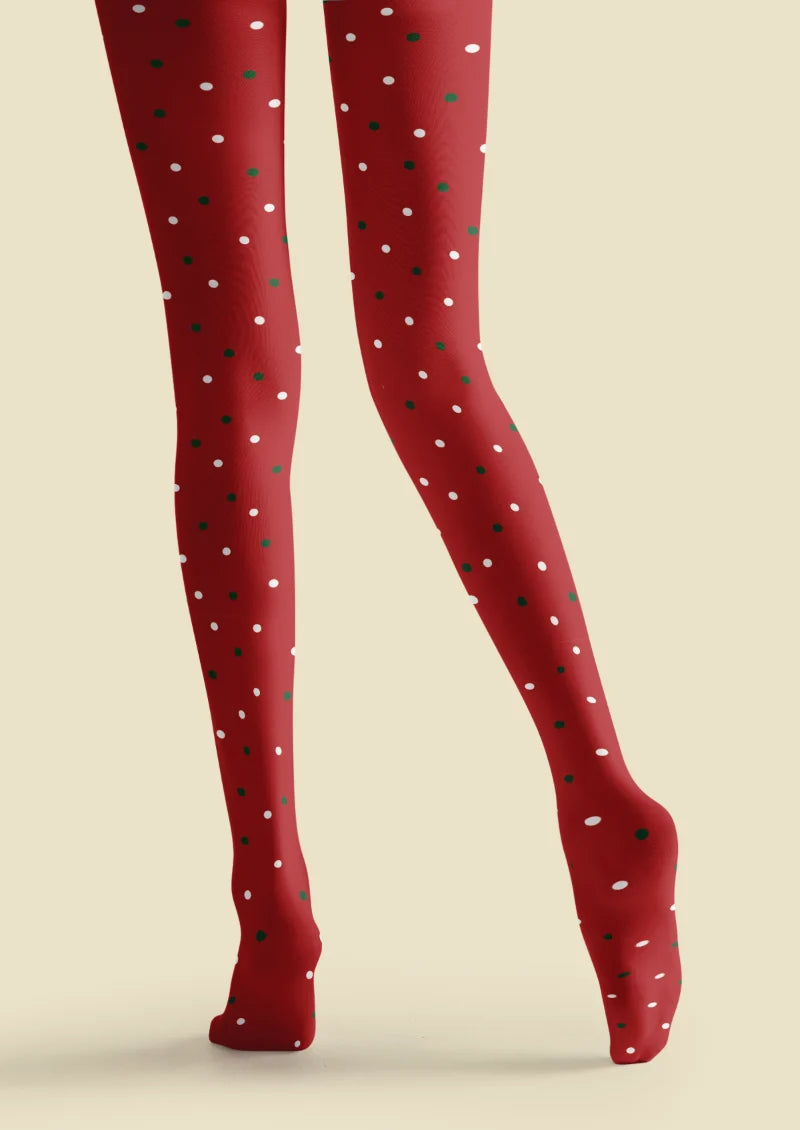 Red Christmas Polka Dot Tights