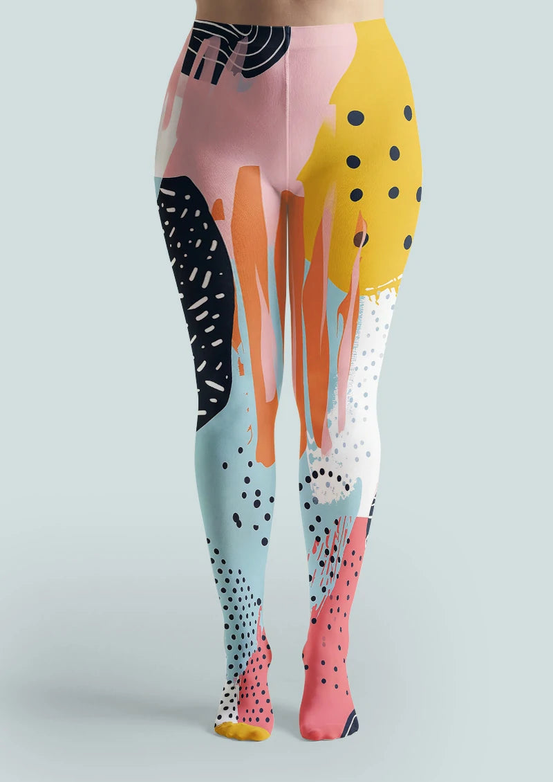 Abstract Pop Art Polka Dot Tights Hosiery Pantyhose