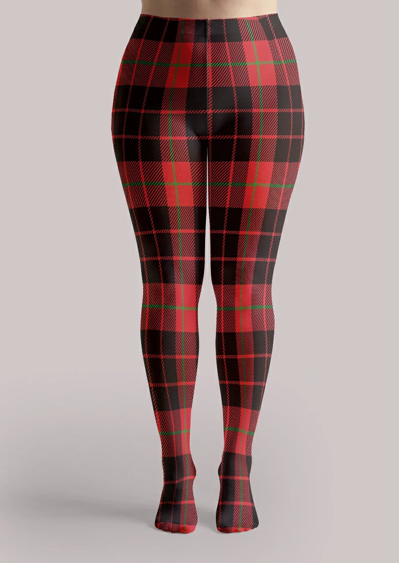 Black Red Plaid Tights