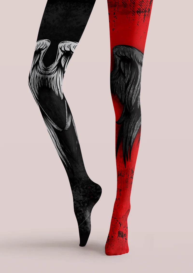 Black Red Angel Wing Tights