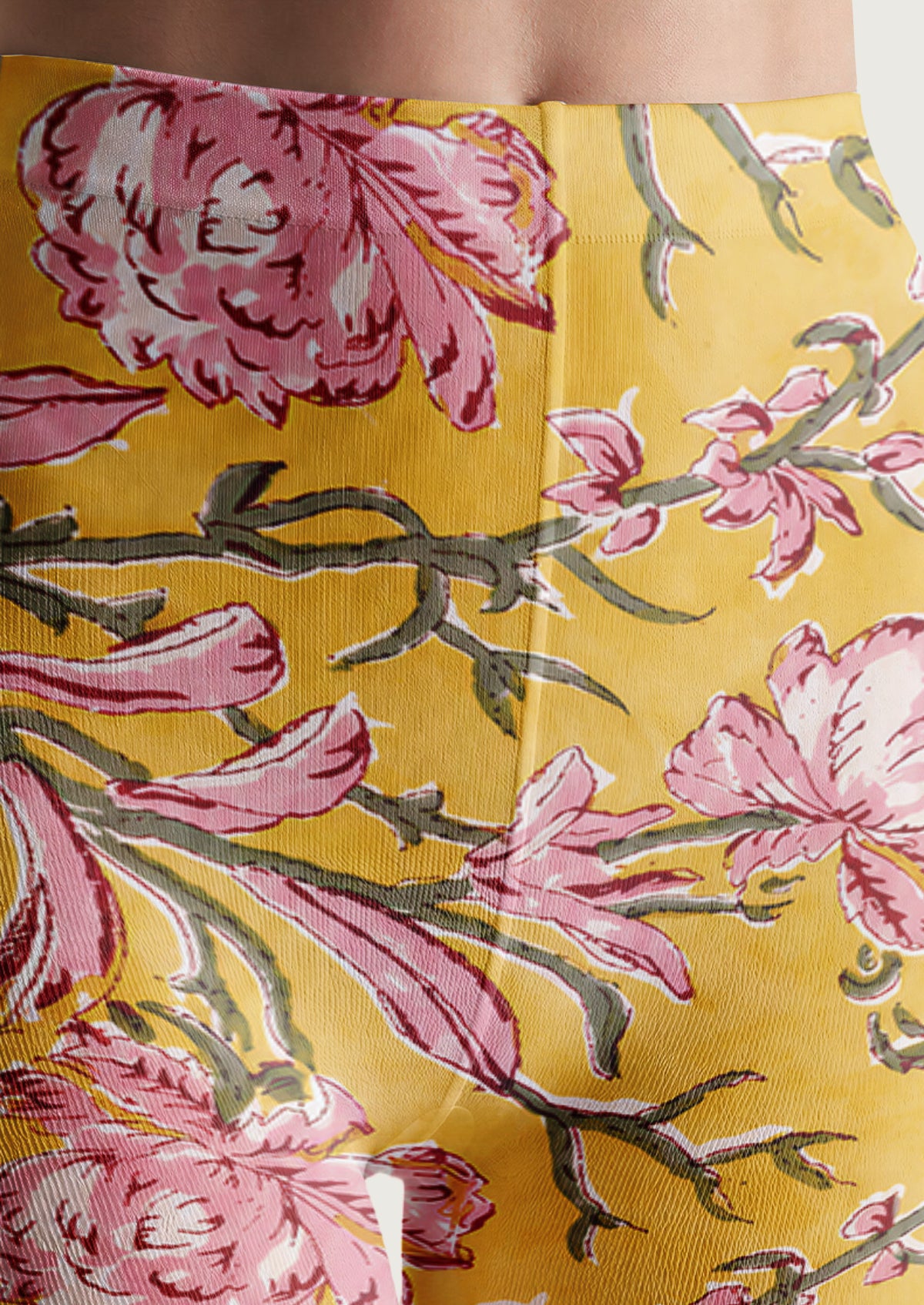 Yellow Pink Floral Tights