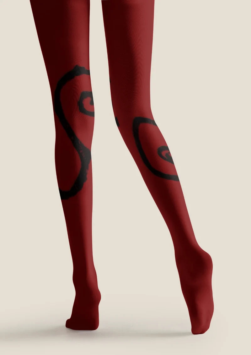 Burgundy Black Cat Tights
