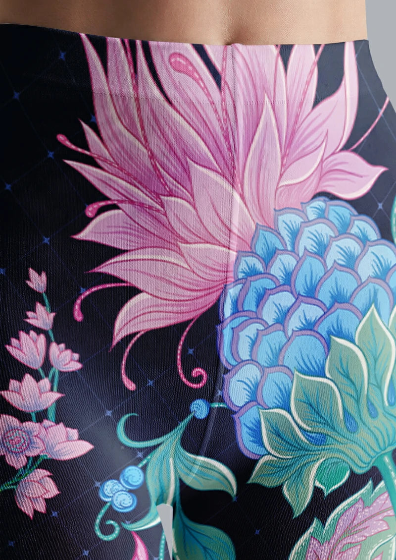 Navy Garden Floral Tights