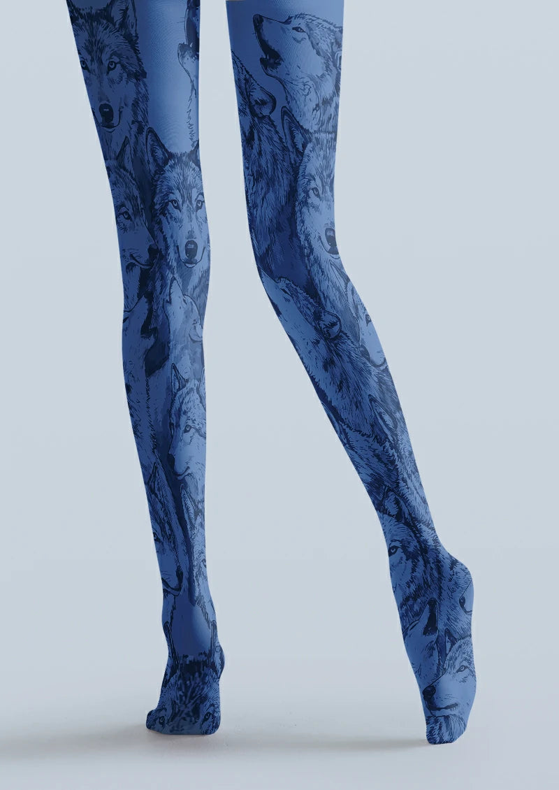 Blue Wolf Portrait Tights