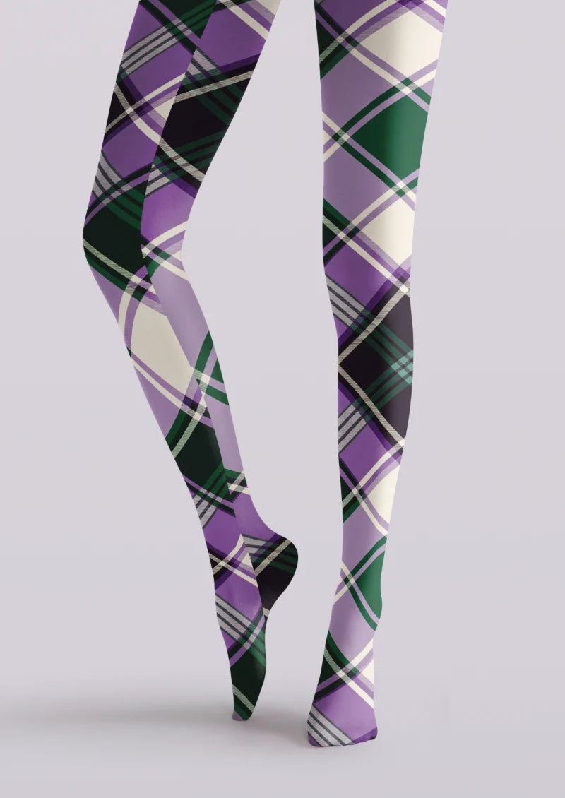 Purple Green Plaid Tights