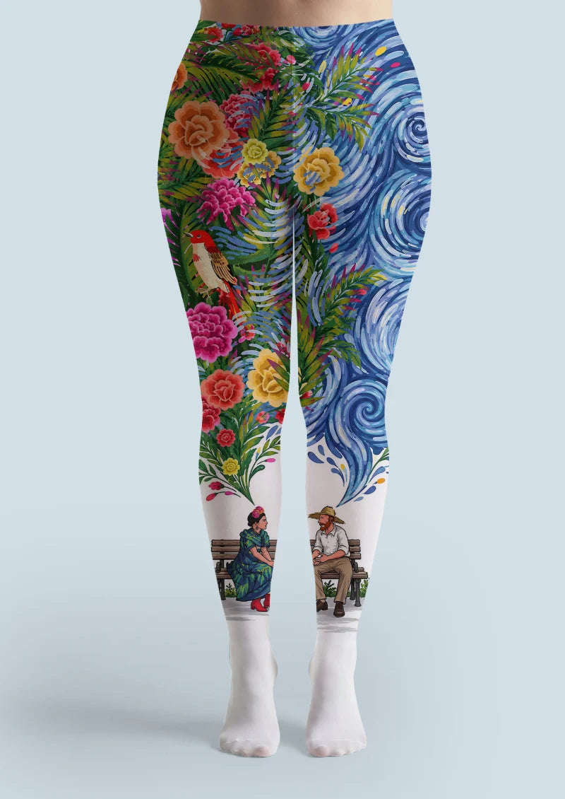 Multicolor Floral Scene Tights