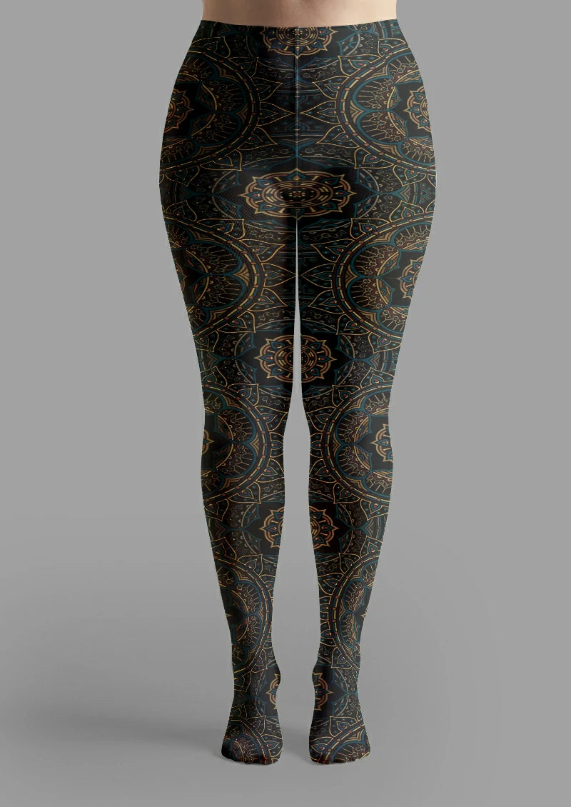 Black Mandala Medallion Tights