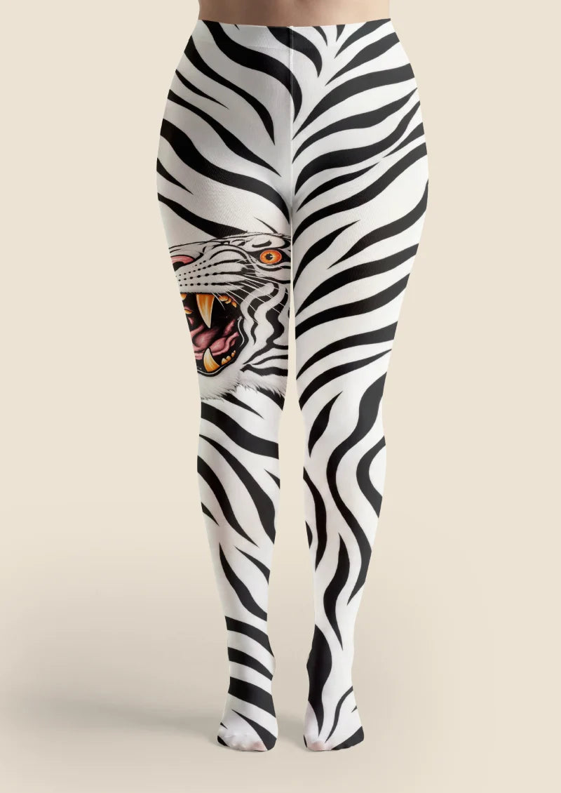 White Tiger Stripe and Roaring Tiger Tights