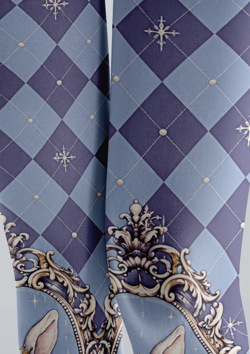 Blue Crowned Rabbit Argyle Tights