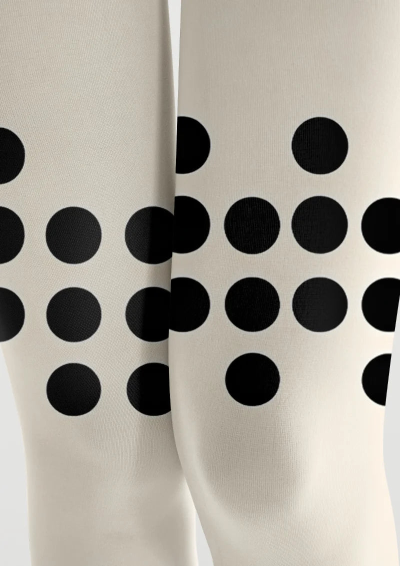 Ivory Black Polka Dot Tights