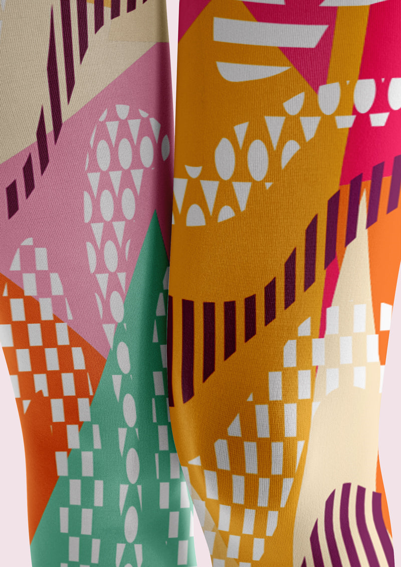 Color Block Pop Art Geometric Tights Hosiery Pantyhose