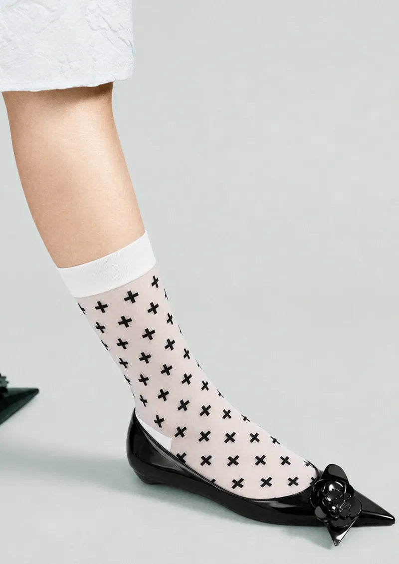 White Sheer Polka Dot Socks