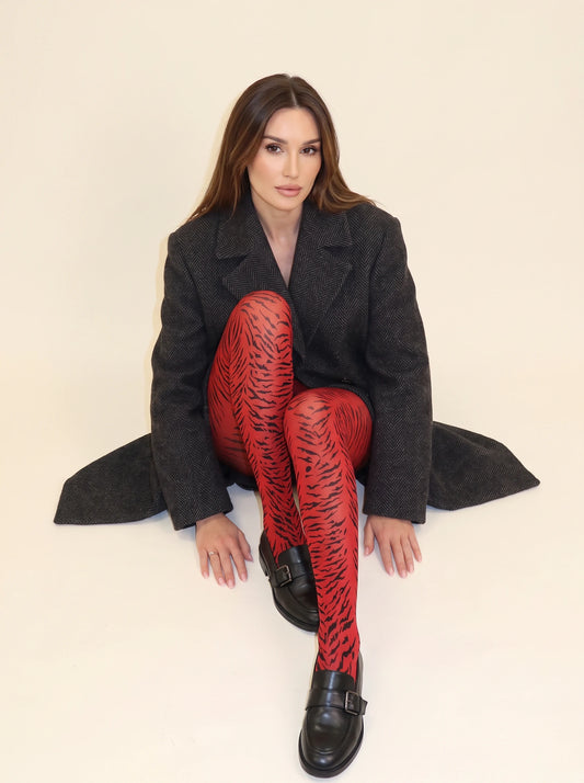 Red Tiger Print Tights