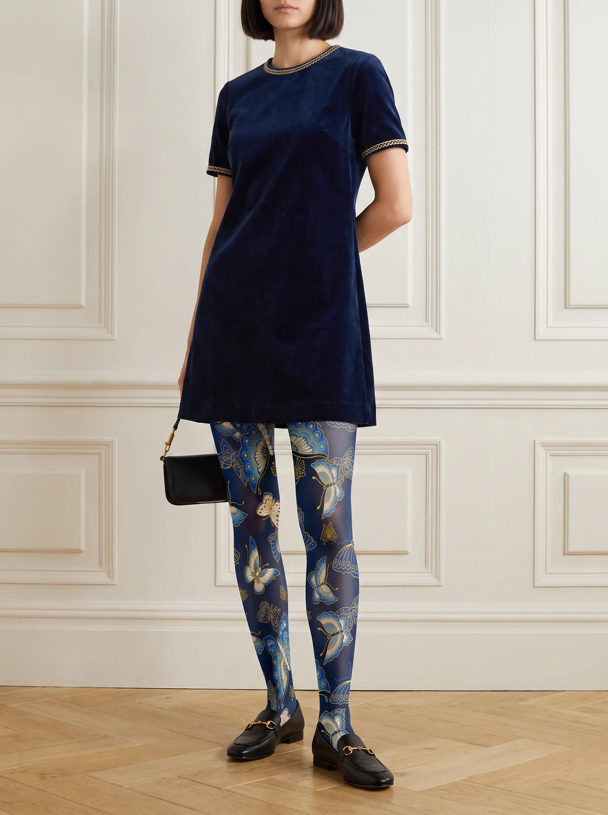 Navy Butterfly Tights