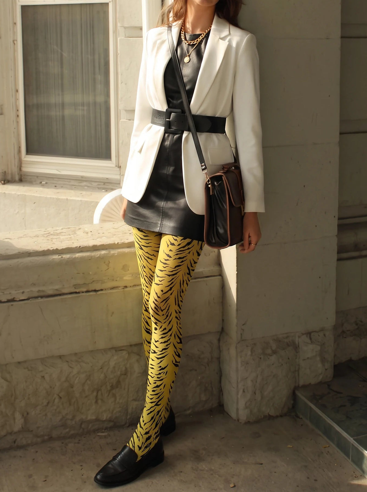 Yellow Tiger Print Tights