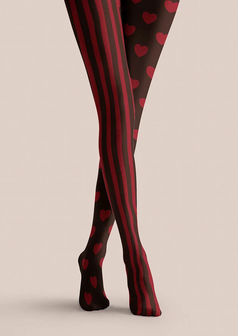 Valentine's Day Heartbeat Stripe Tights Hosiery Pantyhose