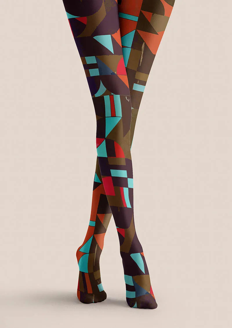 Color Clash Geometry Tights Hosiery Pantyhose