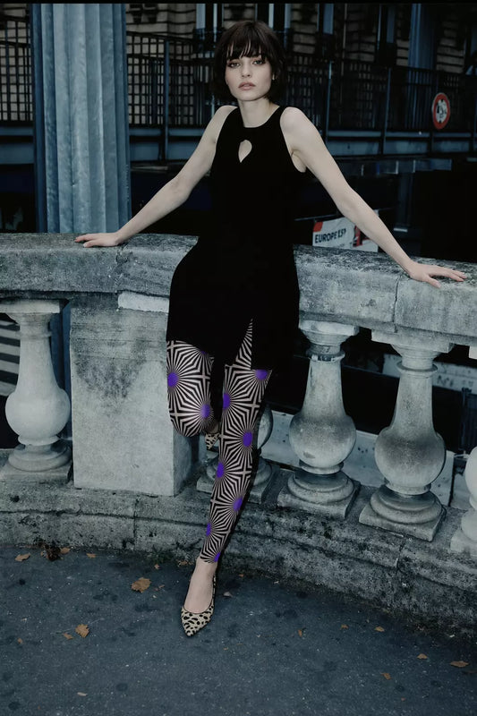 Geometric Optical Spiral Pattern Footless Tights Hosiery Leggings